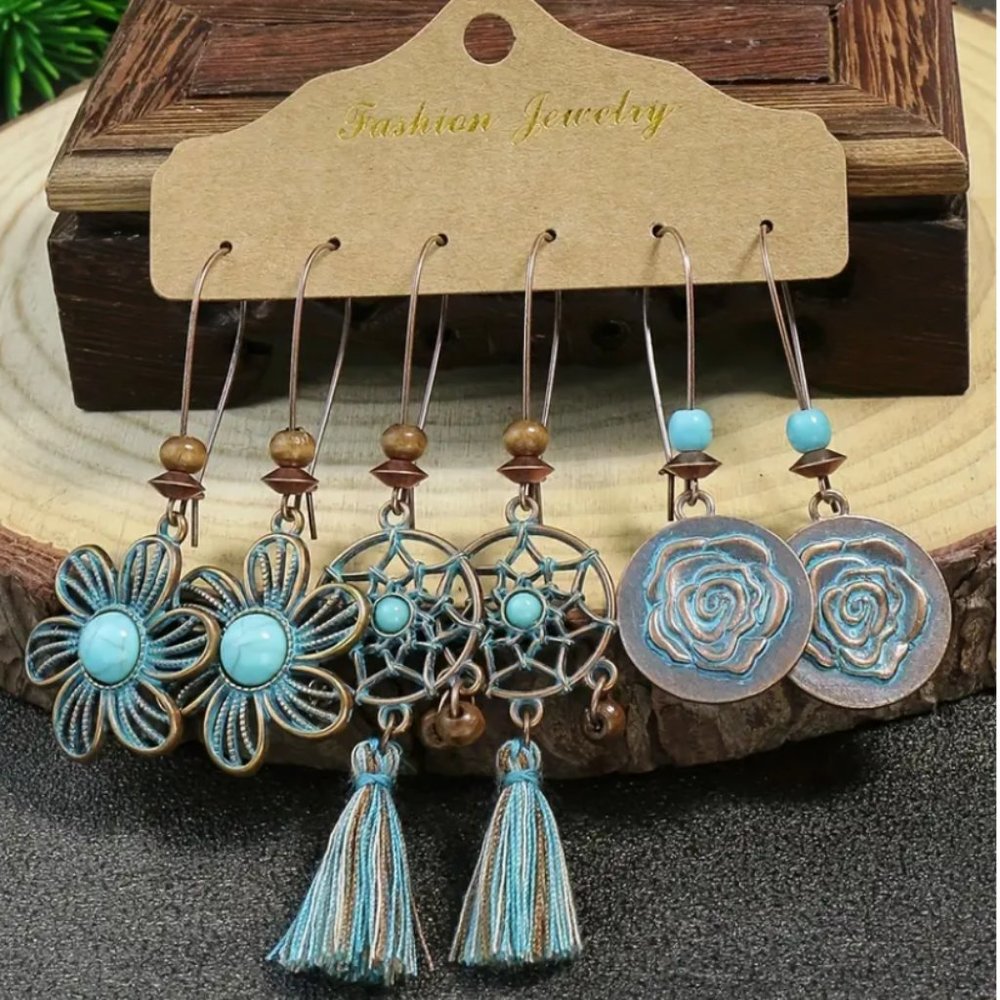 Boho earrings 3 pair